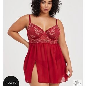 Soldout online UNDERWIRE BABYDOLL - LACE RED & GOLD